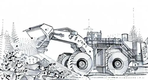 industrial robot,excavator,excavators,two-way excavator,machinery,agricultural machinery,construction machine,mining excavator,industrial landscape,scrap truck,bucket wheel excavators,industry 4,agricultural machine,logging truck,heavy machinery,construction vehicle,backhoe,heavy equipment,drilling machine,bucket wheel excavator,Design Sketch,Design Sketch,Hand-drawn Line Art