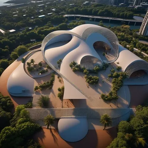 Human buildings are shaped beyond imagination. The atmosphere, sky, weather, and surface of Mars have the letters POTE clearly visible.,futuristic art museum,futuristic architecture,musical dome,roof 