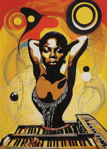 synthesizer,synthesizers,electric piano,keyboard player,piano player,jazz pianist,analog synthesizer,synclavier,piano keyboard,black music note,keyboard bass,piano keys,keyboard instrument,electronic keyboard,woman playing,pianet,thundercat,moog,pinball,pianist,Art,Artistic Painting,Artistic Painting 20