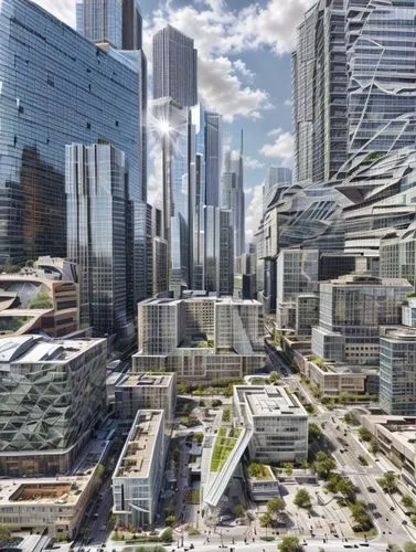 urban development,financial district,hudson yards,barangaroo,business district,metropolis,urbanization,3d rendering,dystopian,city buildings,city blocks,chicago skyline,smart city,mixed-use,skyscraper town,urban design,cityscape,city panorama,skyscrapers,urban landscape,Architecture,Large Public Buildings,Futurism,Futuristic 16