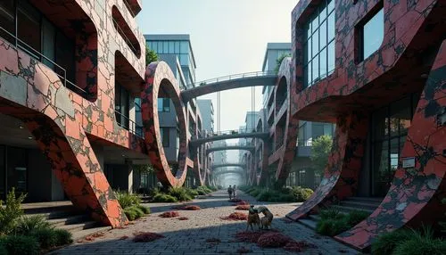 microdistrict,arcology,cryengine,render,biospheres,ocad,scampia,red bricks,ecotopia,extrasolar,destroyed city,3d render,physx,post-apocalyptic landscape,urbanworld,3d rendered,overgrowth,cybercity,graecorum,rendered