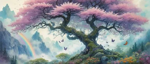 watercolor tree,colorful tree of life,flower tree,flourishing tree,lilac tree,blossom tree,meadow in pastel,sakura tree,painted tree,magic tree,fairy forest,cherry blossom tree,blossoming apple tree,flowering tree,fairy world,flowering trees,watercolor pine tree,blooming trees,celtic tree,blooming tree,Art,Classical Oil Painting,Classical Oil Painting 12