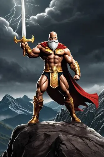 god of thunder,he-man,heroic fantasy,greyskull,barbarian,thor,thundercat,sparta,cleanup,norse,dane axe,poseidon,thracian,zeus,fantasy warrior,wind warrior,litecoin,figure of justice,strongman,odin,Unique,Design,Logo Design