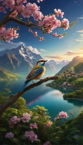 blue birds and blossom,nature background,bird kingdom,bird painting,bird bird kingdom,background view nature,landscape background,nature wallpaper,flower and bird illustration,beautiful bird,nature bird,springtime background,spring background,blue bird,bird flower,windows wallpaper,fantasy picture,spring bird,colorful birds,bluebird