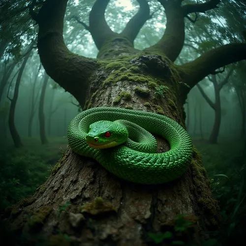 green tree snake,green python,green snake,tree snake,green tree python,koru