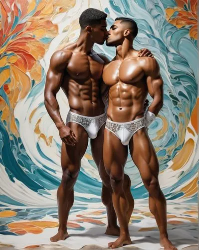 bodybuilders,machos,black couple,glbt,homography,gay love,Art,Artistic Painting,Artistic Painting 22