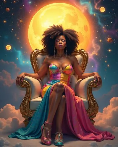 afrofuturism,oshun,ledisi,afrocentrism,womanist,baoshun,Illustration,Retro,Retro 01