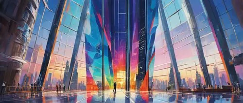 cityscape,cybercity,colorful city,skyscrapers,skyscraper,skycraper,coruscant,the skyscraper,glass building,futuristic landscape,sky city,supertall,skyscraping,hypermodern,metropolis,futuristic architecture,fantasy city,skylstad,coruscating,megacorporation,Illustration,Vector,Vector 07