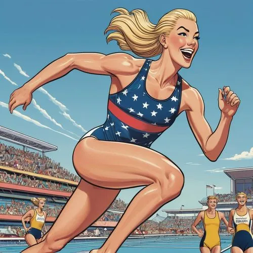 sprint woman,female runner,heptathlete,usatf,speegle,steeplechaser,Illustration,American Style,American Style 15