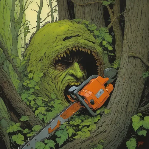 hedge trimmer,chainsaw,tree pruning,handsaw,arborist,leaf blower,circular saw,overgrown,power tool,excavator,osage orange,logging,woodsman,tree break,logging truck,farmer in the woods,backsaw,undergrowth,tree-rex,pruning shears,Illustration,Realistic Fantasy,Realistic Fantasy 04