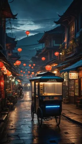 shanghai,kowloon,world digital painting,blue hour,suzhou,night scene,hong kong,shanghai disney,xi'an,hanoi,chongqing,electric golf cart,chinese background,kowloon city,lanterns,evening atmosphere,darjeeling,teal blue asia,mid-autumn festival,tuk tuk,Photography,General,Fantasy