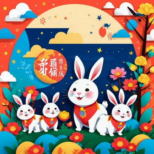 rabbit family,easter background,easter rabbits,cartoon rabbit,rabbits,cartoon bunny,Illustration,Vector,Vector 17