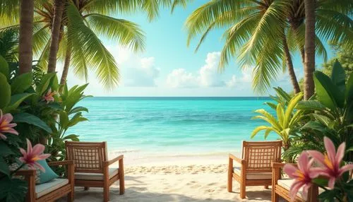 tropical beach,beach landscape,dream beach,summer background,beach scenery,paradise beach,tropical floral background,beach background,caribbean beach,landscape background,beautiful beach,background vector,coconut trees,tropical island,tropical sea,paradises,cartoon video game background,beach chairs,cuba background,beautiful beaches,Photography,General,Realistic