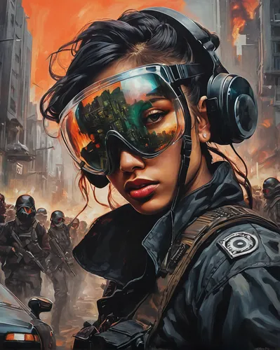 cyber glasses,drone pilot,sci fiction illustration,drone operator,cyberpunk,aviator,operator,aviator sunglass,twitch icon,goggles,game illustration,eye protection,world digital painting,dystopia,dystopian,cg artwork,game art,steampunk,infiltrator,children of war,Illustration,Paper based,Paper Based 04