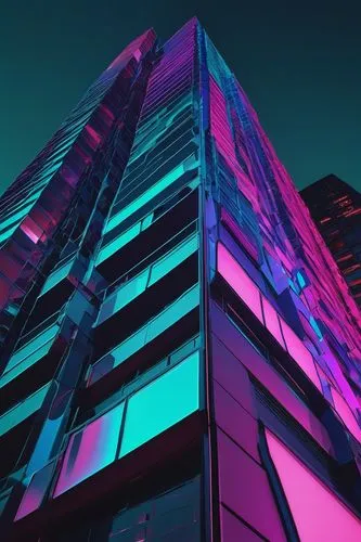 glass facades,glass facade,glass building,colorful facade,colored lights,colorful glass,colorful light,vdara,colorful city,apartment block,edificio,futuristic architecture,escala,residential tower,glass blocks,pc tower,electroluminescent,technicolour,dichroic,hypermodern,Illustration,Abstract Fantasy,Abstract Fantasy 08