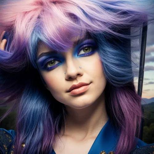 hair coloring,violet head elf,artificial hair integrations,airbrushed,image manipulation,photoshop manipulation,trend color,retouching,blue enchantress,photo manipulation,ragdoll,fairy peacock,faery,hairdressing,adobe photoshop,retouch,blue violet,artist color,colorful bleter,merfolk