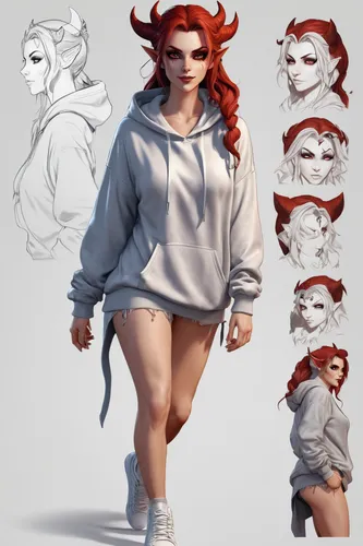 tracksuit,sweatshirt,studies,red holstein,concept art,female runner,hoodie,red-haired,gradient mesh,3d model,red head,redheads,fashion vector,sculpt,vector girl,low poly,game art,dodge la femme,digital painting,muscle woman,Unique,Design,Character Design