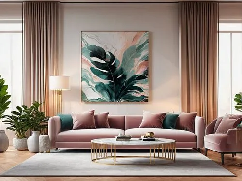 modern decor,contemporary decor,apartment lounge,living room,livingroom,interior decor,boho art,sitting room,modern living room,marble painting,mid century modern,flower painting,decor,peony frame,boho art style,philodendron,ikebana,sofa set,interior decoration,house plants,Conceptual Art,Fantasy,Fantasy 02