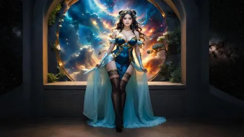 blue enchantress,galadriel,sorceror,fantasy picture,cinderella,fantasia