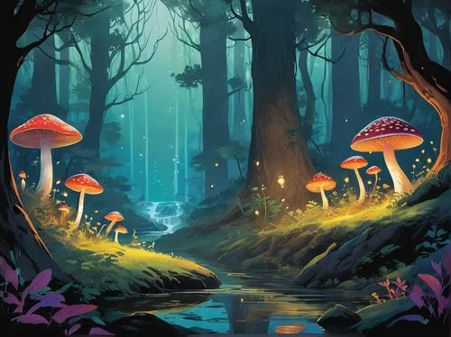 mushroom landscape,forest mushrooms,mushroom island,fairy forest,forest mushroom,mushrooms,toadstools,cartoon forest,enchanted forest,umbrella mushrooms,fairy village,forest floor,elven forest,blue mushroom,brown mushrooms,mushroom type,club mushroom,fairytale forest,fairy world,fungi,Illustration,Black and White,Black and White 32