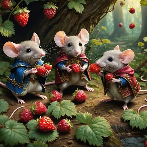 palmice,dormice,vintage mice,tittlemouse,woodrats,mice,Illustration,Realistic Fantasy,Realistic Fantasy 02