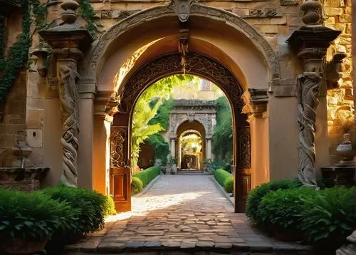 entrada,archways,entranceway,entryway,entrances,archway,porticos,el arco,alcazar of seville,tlaquepaque,entry path,tori gate,altos de chavon village,entranceways,front gate,village gateway,garden door,rose arch,gateway,hacienda,Illustration,Realistic Fantasy,Realistic Fantasy 37