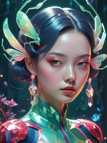 oiran,geisha,rongfeng,kuanyin,fantasy portrait,geisha girl,Illustration,Realistic Fantasy,Realistic Fantasy 15