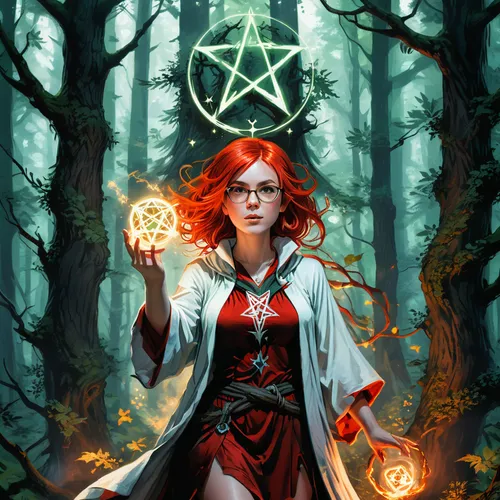 witches pentagram,pentacle,sorceress,scarlet witch,pentagram,the enchantress,priestess,divination,magic grimoire,clary,occult,six pointed star,the witch,red riding hood,celebration of witches,witches,mage,red lantern,six-pointed star,paganism,Conceptual Art,Fantasy,Fantasy 08