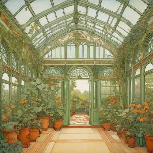 orangery,orangerie,conservatory,dandelion hall,greenhouse,winter garden,Illustration,Realistic Fantasy,Realistic Fantasy 31