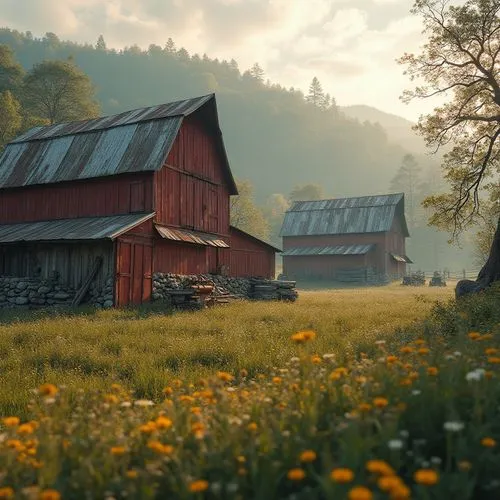 meadow,bucolic,red barn,meadow landscape,summer meadow,heartland,farmstead,alpine meadow,barn,mountain meadow,wild meadow,old barn,alpine pastures,rural landscape,vermont,countrie,countryside,field barn,country side,barns,Photography,General,Realistic