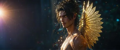 пусто,a young man with an angel wings on his head,gladio,kiryu,shiron,the archangel,kazuya,icarus