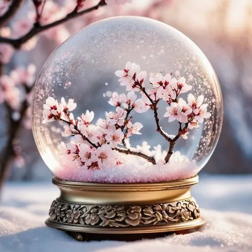 snow globes,snow globe,crystal ball-photography,snowglobes,frozen bubble,cold cherry blossoms,a ball in the snow,frozen soap bubble,crystal ball,winter background,ice ball,winter magic,winter blooming cherry,winter window,plum blossoms,plum blossom,snow ball,sakura wreath,glass sphere,winter cherry,Photography,Documentary Photography,Documentary Photography 23