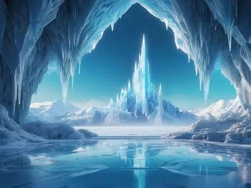 ice castle,icewind,ice cave,erebor,jotunheim,ice planet,ice landscape,crystallize,thingol,icefall,icesheets,alfheim,glaciations,ice crystal,gondolin,frozen,cartoon video game background,northrend,ice wall,ice curtain,Illustration,Realistic Fantasy,Realistic Fantasy 20