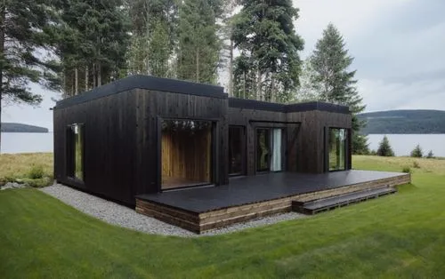 inverted cottage,grass roof,summer house,mirror house,house with lake,cubic house,Photography,General,Realistic