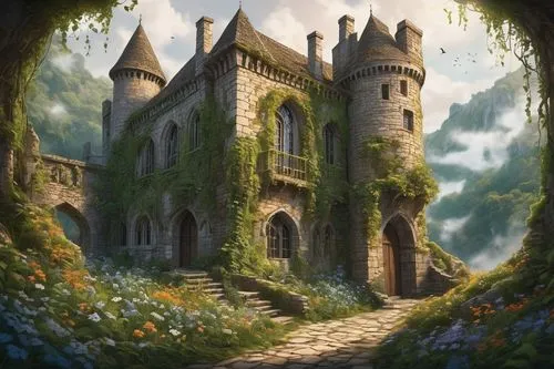 castle of the corvin,fairy tale castle,nargothrond,fairytale castle,witch's house,gondolin,knight's castle,castledawson,fablehaven,bethlen castle,beleriand,dandelion hall,fantasy picture,rivendell,fantasy landscape,castletroy,calydonian,alfheim,castle keep,hall of the fallen,Illustration,Black and White,Black and White 05