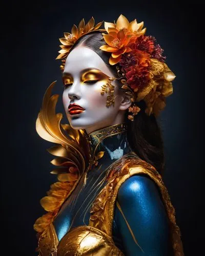 amidala,viveros,bodypainting,tretchikoff,body painting,diwata,bodypaint,fantasy portrait,mystique,victorian lady,persephone,gold flower,majevica,baoshun,golden flowers,golden wreath,golden crown,jingna,widow flower,oshun