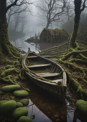 abandoned boat,swampy landscape,boat landscape,swamp,boat wreck,the ugly swamp,backwater,abandoned place,fallen trees on the,abandoned places,sunken boat,ship wreck,pea soup,rotten boat,witch's house,abandoned,shipwreck,foggy landscape,log bridge,sunken church,Photography,Black and white photography,Black and White Photography 12