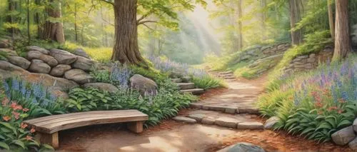 forest path,pathway,hiking path,wooden path,forest landscape,forest glade,nature garden,landscape background,forest background,nature landscape,the mystical path,garden bench,fairy forest,nature background,colored pencil background,nature trail,the path,rockeries,pathways,quartz sandstone peak woodland landscape,Conceptual Art,Daily,Daily 17