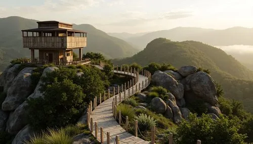 lookout tower,wudang,tigers nest,observation tower,huangshan,huangshan mountains,hushan,watch tower,fire tower,laoshan,tree house hotel,huashan,tree house,watchtowers,watchtower,kadoorie,cliffside,stone pagoda,teahouse,the observation deck