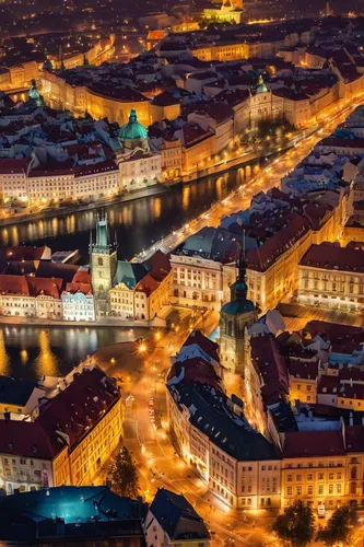 Beautiful Prague from above after dark,brno,prague,sibiu,krakow,český krumlov,czech budejovice,cluj,zagreb,mikulov,prague castle,vilnius,cluj napoca,cluj - napoca,cluj-napoca,dresden,czechia,krumlov,w