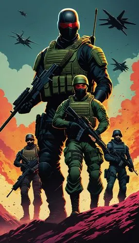 commandos,spetsnaz,supersoldiers,game illustration,soldiers,mercenaries,storm troops,commandoes,soliders,popchanka,guardsmen,paratroopers,defend,battalion,lost in war,firefights,infantry,patrols,armymen,firefight,Conceptual Art,Fantasy,Fantasy 32