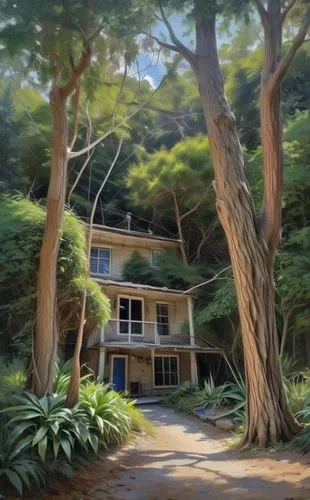 house in the forest,studio ghibli,dunes house,home landscape,house painting,private house,guesthouse,holiday home,summer cottage,woman house,world digital painting,ryokan,house in mountains,cottage,tr