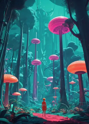 mushroom landscape,mushroom island,forest mushroom,cartoon forest,fairy forest,forest mushrooms,forest of dreams,mushrooms,the forest,alien world,fairy world,forest floor,forest,tree mushroom,alien planet,futuristic landscape,toadstools,mushroom,enchanted forest,fairy village,Conceptual Art,Sci-Fi,Sci-Fi 29