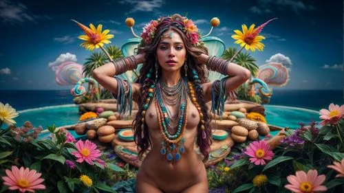 baoshun,oshun,polynesian girl,hula,shamanic,caribana,exoticism,shamanism,psytrance,vodun,amerykah,ixchel,shamans,amazona,wahine,bodypaint,shamanistic,tiger lily,gypsy soul,dakini