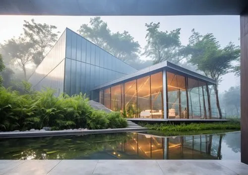 snohetta,cube house,mirror house,cubic house,forest house,glasshouse,Photography,General,Realistic