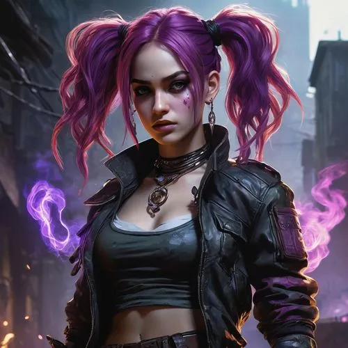 nyx,jinx,vi,violetta,purple wallpaper,cyberpunk,Conceptual Art,Daily,Daily 09