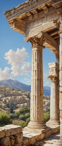 laodicea,erechtheus,dougga,erechtheion,ephesus,hierapolis,greek temple,tiryns,pergamum,segesta,doric columns,roman columns,volubilis,celsus library,roman temple,delos,pergamon,messene,temple of hercules,celsus,Conceptual Art,Oil color,Oil Color 05