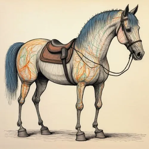 painted horse,lusitano,aqha,draft horse,colorful horse,lipizzan,Illustration,Black and White,Black and White 13