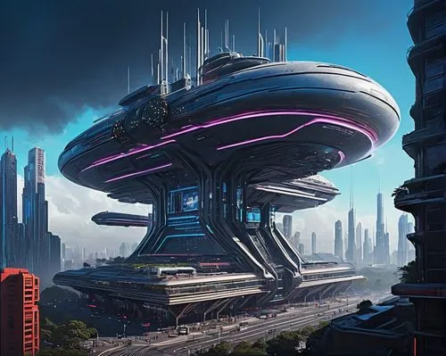 futuristic landscape,arcology,futuristic architecture,cybercity,cardassia,homeworlds,sci fiction illustration,cybertown,cyberport,futuristic,scifi,coldharbour,sci - fi,sci fi,homeworld,sedensky,starbase,coruscant,megacorporations,megacorporation,Conceptual Art,Sci-Fi,Sci-Fi 01