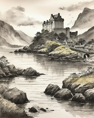 Craft a thrilling adventure where a group of explorers uncover a lost treasure near Eilean Donan Castle.,eilean donan,eilean donan castle,scottish folly,isle of skye,isle of mull,ruined castle,scottis